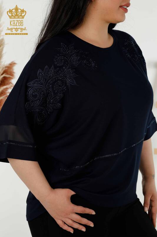 Женская блузка из тюля оптом темно-синий - 79051 | КАZЕЕ