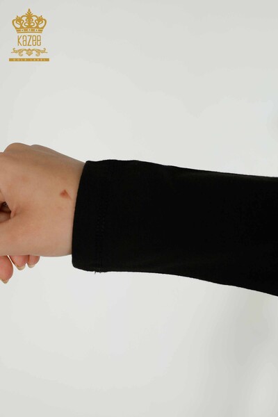 Женская блузка с V-образным вырезом оптом, черная - 79373 | КАЗЕЕ - Thumbnail