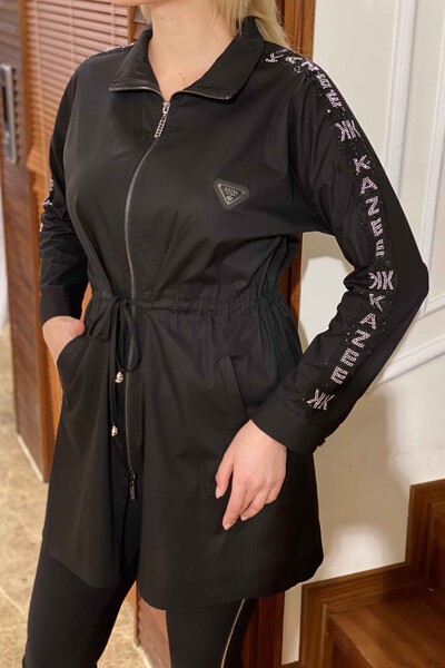 оптовая продажа женской куртки с длинными рукавами и вышивкой на молнии - 17307 | КАZEE - Thumbnail