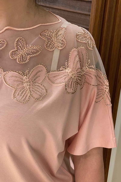 женская оптовая продажа блузки бабочка модель тюль подробно - 77514 | Kazee - Thumbnail