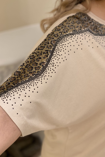 женская оптовая продажа блузки с леопардовым принтом - 77539 | Каzee - Thumbnail