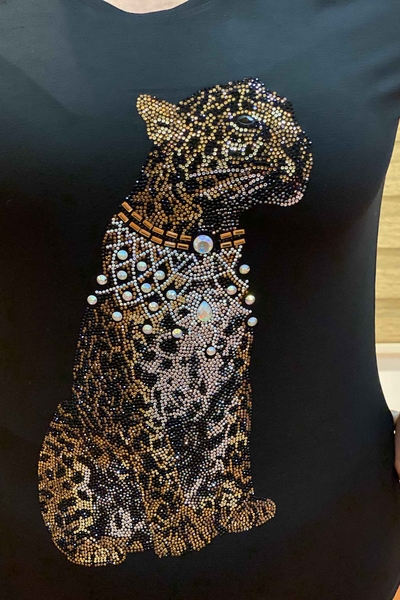 женская оптовая продажа блузки Tiger Detail с каменным покрытием - 76670 | Каzee - Thumbnail