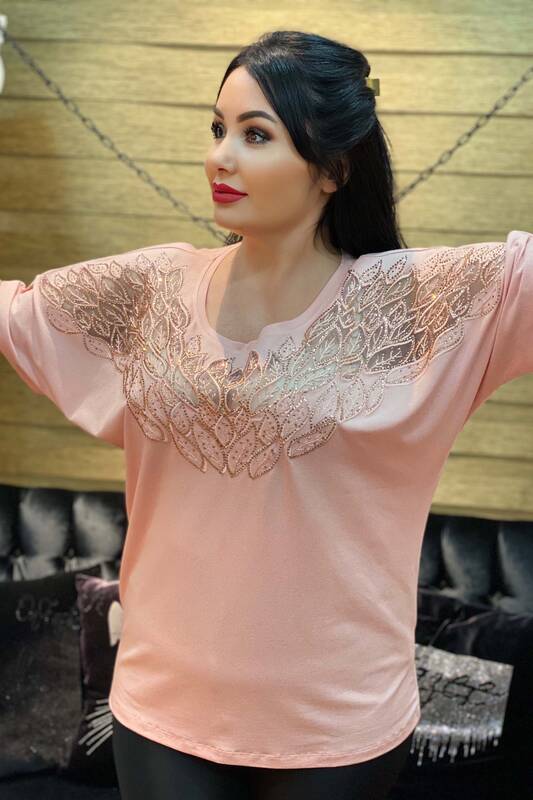 Женская оптовая продажа блузок с вышивкой в ​​виде листьев - 76898 | Каzee