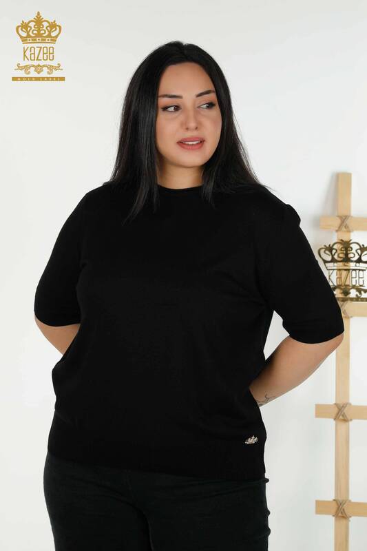 Женский вязаный свитер оптом, американская модель черного цвета - 30443 | КАZEE