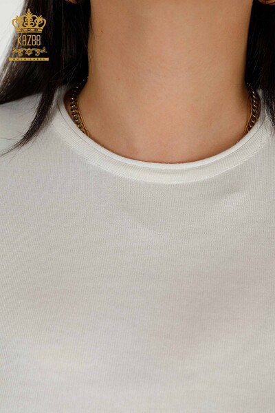 Женский вязаный свитер оптом, американская модель экрю - 30443 | КАZEE - Thumbnail