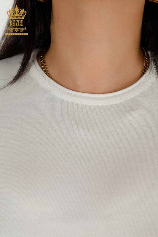 Женский вязаный свитер оптом, американская модель экрю - 30443 | КАZEE