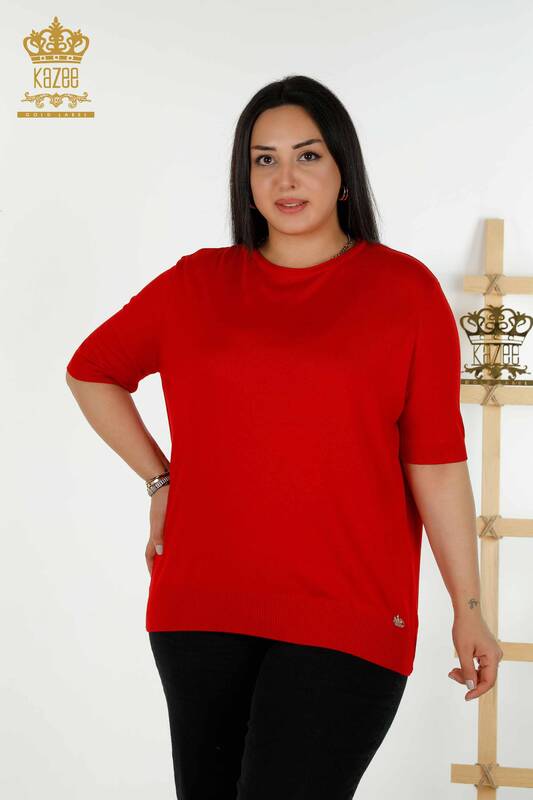 Женский вязаный свитер оптом, американская модель красного цвета - 30443 | КАZEE
