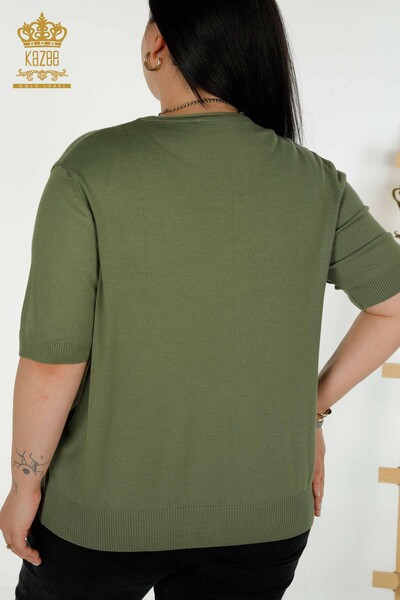 Женский вязаный свитер оптом Американская модель светло-хаки - 30443 | КАZEE - Thumbnail