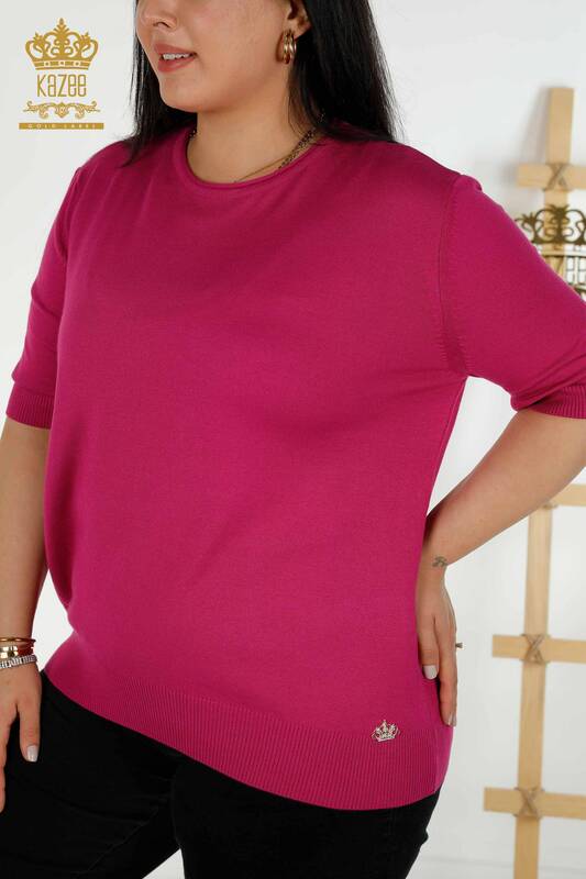 Женский вязаный свитер оптом Американская модель Темная фуксия - 30443 | КАZEE