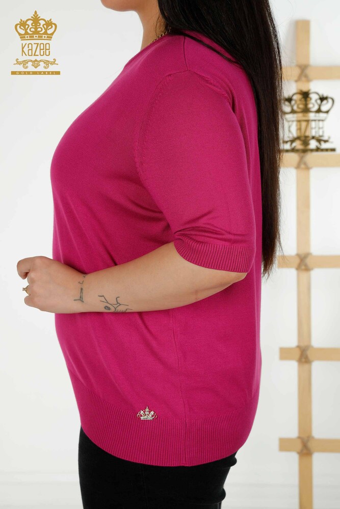 Женский вязаный свитер оптом Американская модель Темная фуксия - 30443 | КАZEE - 4