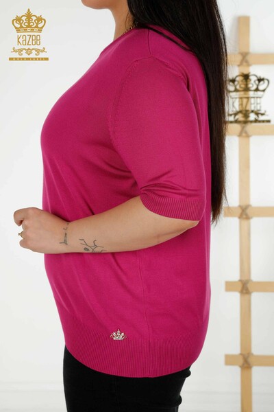 Женский вязаный свитер оптом Американская модель Темная фуксия - 30443 | КАZEE - 4