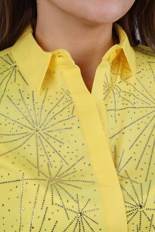 Женская рубашка оптом хлопковый с камнями - 20067 | КАZЕЕ
