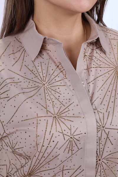 Женская рубашка оптом хлопковый с камнями - 20067 | КАZЕЕ - Thumbnail