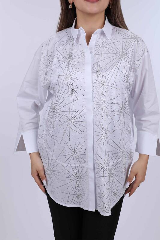 Женская рубашка оптом хлопковый с камнями - 20067 | КАZЕЕ
