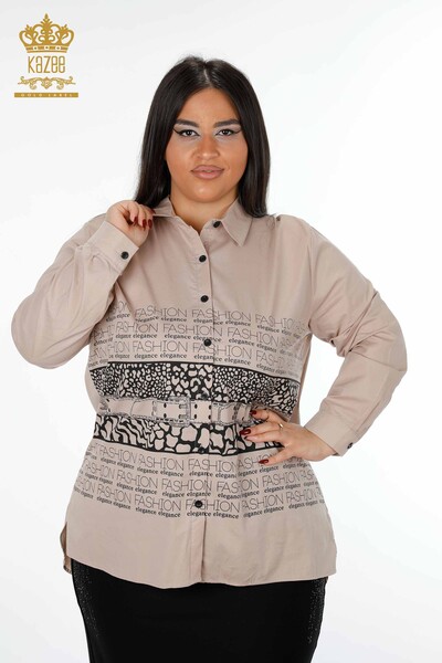 Женская рубашка оптом хлопковый с леопардовым принтом - 20079 | КАZЕЕ - Thumbnail