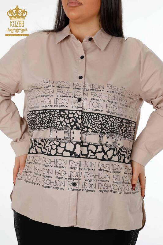 Женская рубашка оптом хлопковый с леопардовым принтом - 20079 | КАZЕЕ
