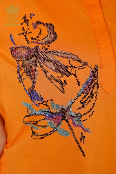 Женская Рубашка оптом хлопковый со стразами стрекозы из камней - 20120 | КАЗЕЕ - Thumbnail