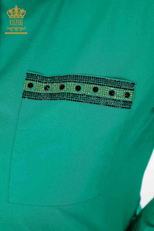 Женская рубашка оптом хлопковый сзади с изоброжением мишки из камней - 20076 | КАZЕЕ