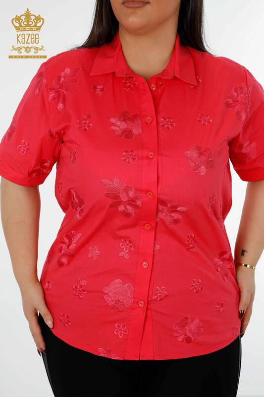 Женская Рубашка Оптом Цветочная Вышивка Из Хлопка - 20206 | КАZЕЕ