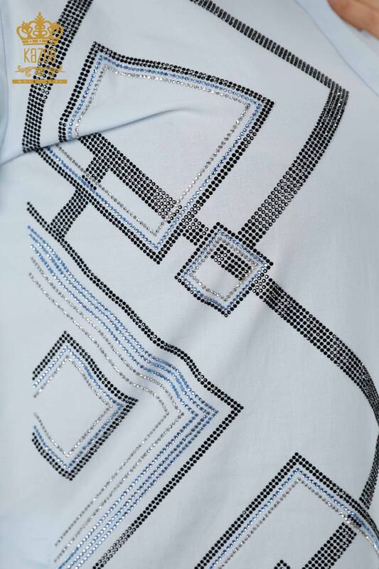 Женская рубашка оптом кристаллическами камнями обстракция из хлопка - 20125 | КАZЕЕ