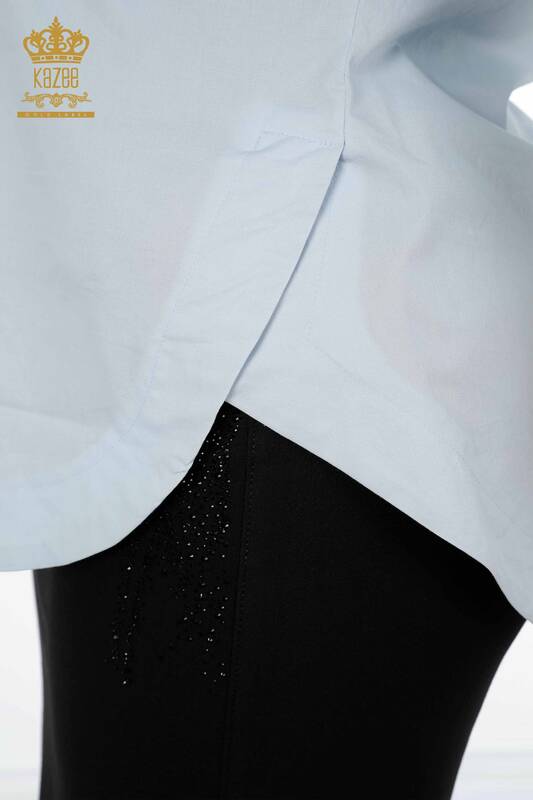 Женская рубашка оптом кристаллическами камнями обстракция из хлопка - 20125 | КАZЕЕ
