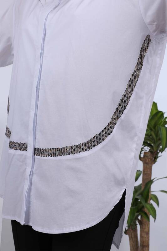 Женская рубашка оптом на спине тигр с кристаллическими камнями - 20040 | КАZЕЕ