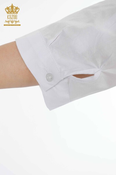 Женская рубашка оптом с карманом, цветочным узором из камней - 20142 | КАZЕЕ - Thumbnail