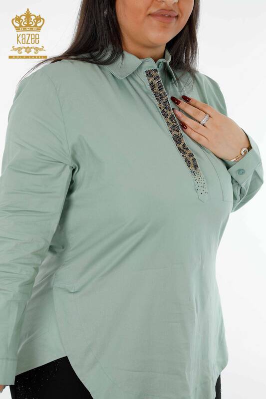 Женская рубашка оптом с кристаллическим камнями на спине тигр - 20005 | КАЗЕЕ