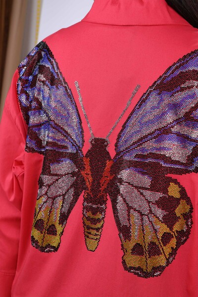 Женская рубашка оптом с рисунком бабочки с логотипом Kazee - 20107 | КАZЕЕ - Thumbnail