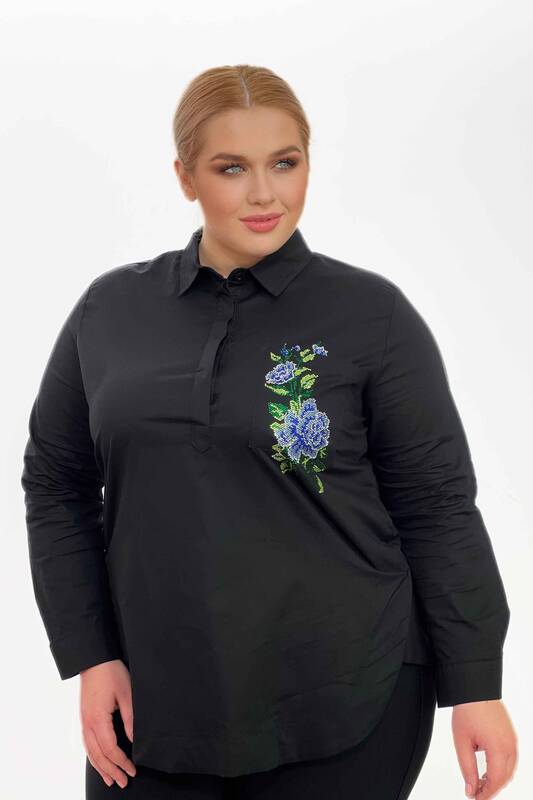 Женская рубашка оптом цветочным узором на спине тигр из камней - 20000 | КАZЕЕ