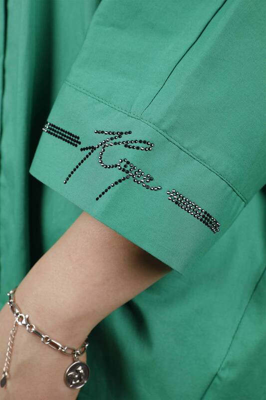 Женская рубашка оптом спереди короткой спина длинная с узорома на цепочке - 20078 | КАZЕE