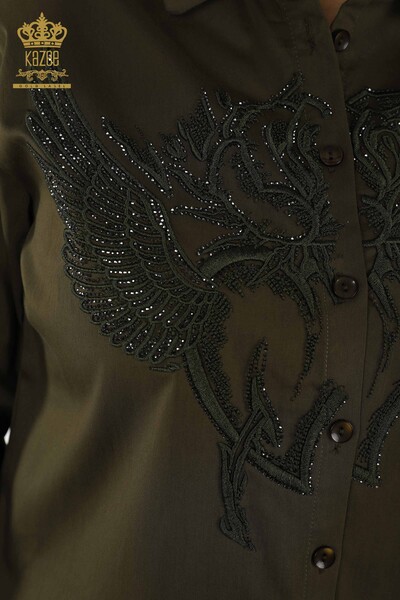 Женские рубашки оптом - Ангел Крылья С узором - Хаки - 20233 | КАZEE - Thumbnail