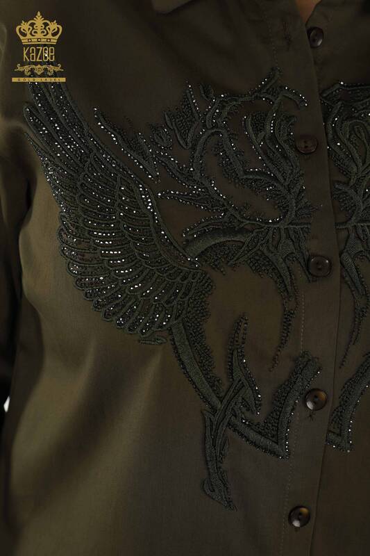 Женские рубашки оптом - Ангел Крылья С узором - Хаки - 20233 | КАZEE