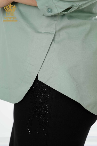 женская рубашка оптом с карманами, мятный цвет - 20139 | КАZEE - Thumbnail