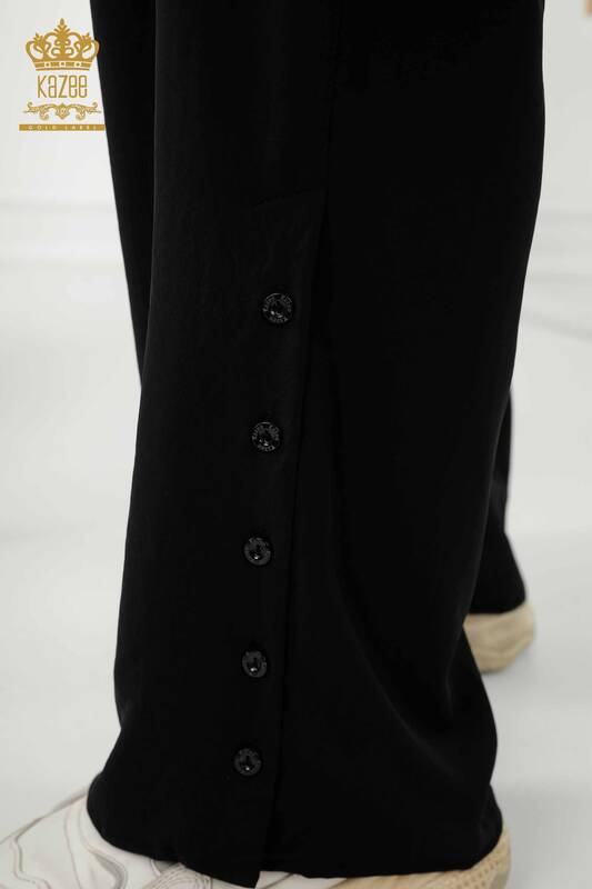 Женский костюм-рубашка оптом - детализированная задняя пуговица - черный - 20320 | КАZEE