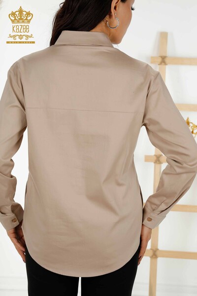 Оптовая Женская Рубашка Цветная Цветочная Вышитая Норка - 20234 | КАZЕЕ - Thumbnail