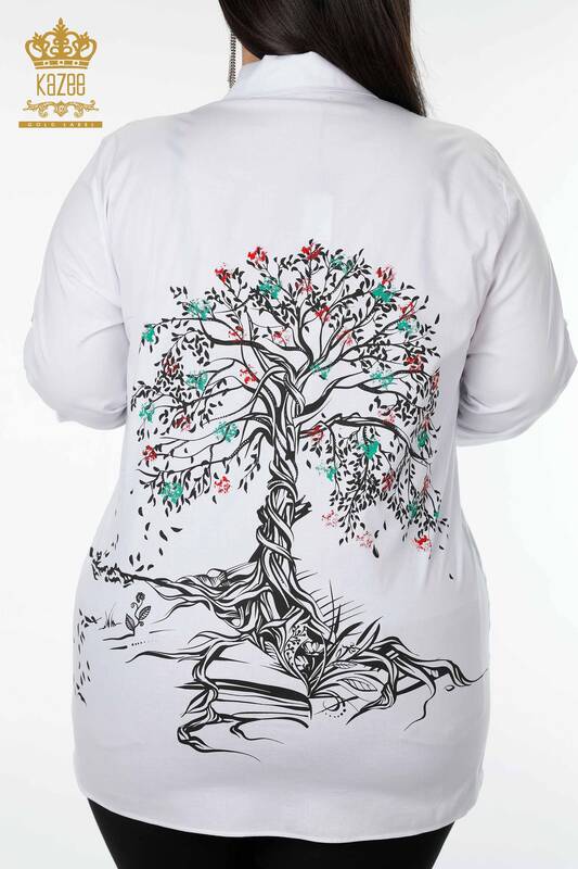 Женские рубашки оптом цветные с рисунком белые - 20085 | КАZЕЕ