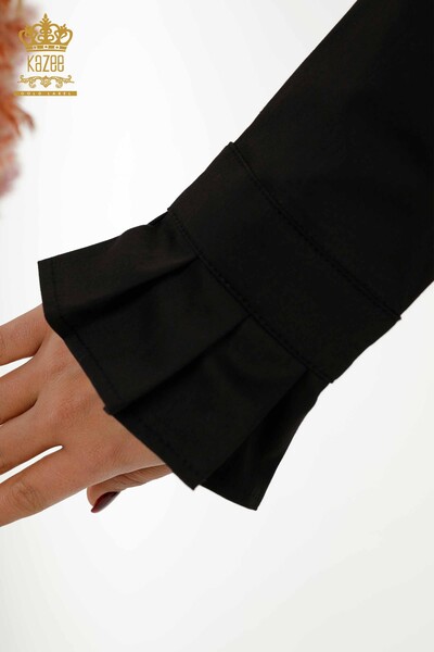 женская рубашка оптом вышитая хрустальным камнем черная - 20231 | КАЗЕЕ - Thumbnail