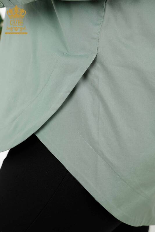 Женская рубашка оптом - Назад Узор с розой - Зеленый - 20110 | КАZEE