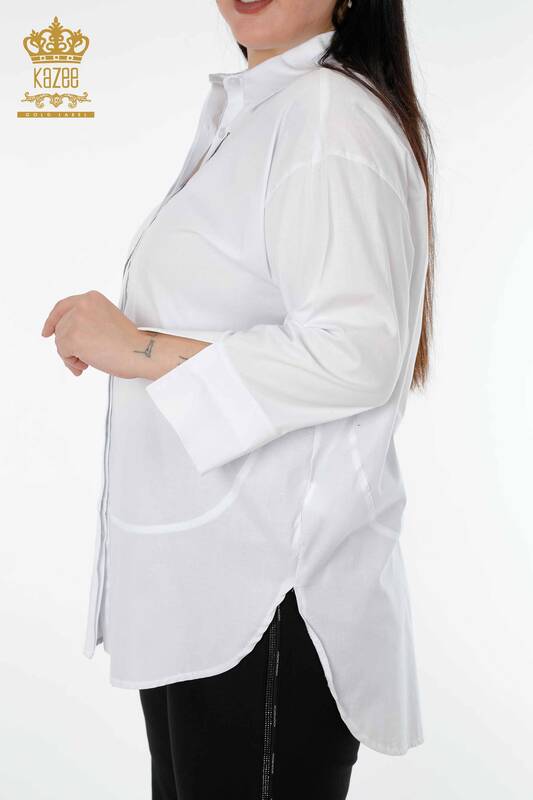 женская рубашка оптом Щепка камень вышитый белый - 20060 | КАZEE