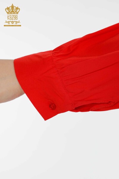 Рубашка женская оптом Коралловый с узором и карманом - 20197 | КАZEE - Thumbnail
