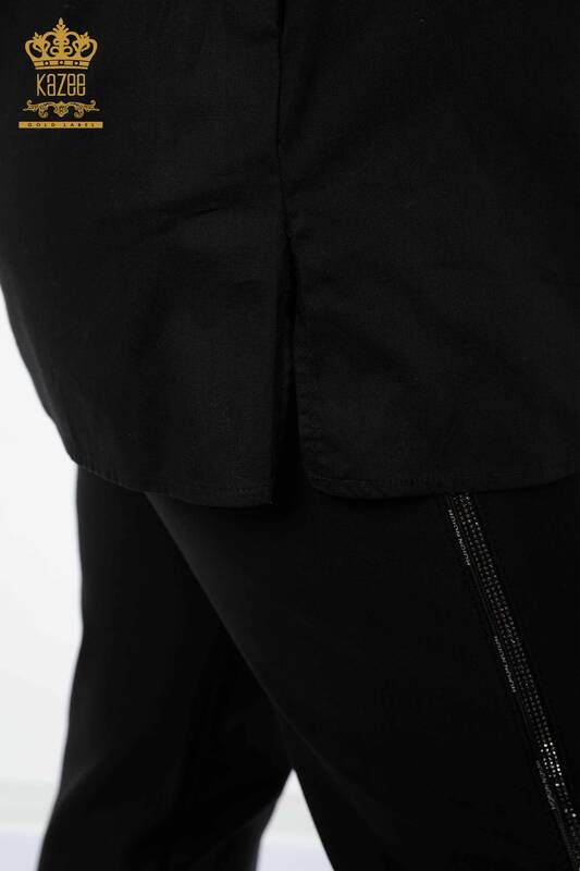 Женская рубашка оптом, черная с надписью - 20087 | КАZEE