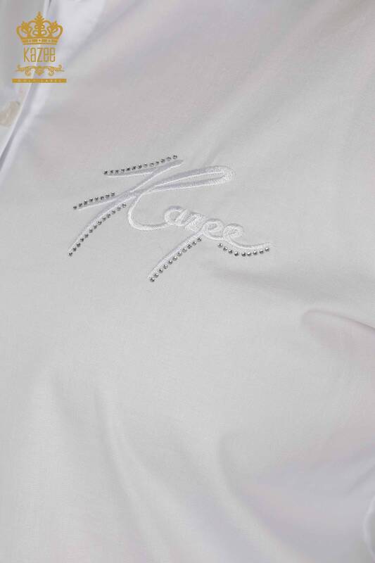 Женские рубашки оптом - Детальный тюль - Белый - 20407 | КАZEE