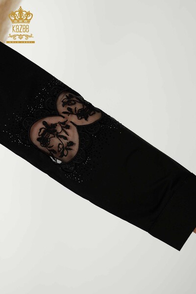 Женские рубашки оптом - Детальный тюль - Черный - 20407 | КАZEE - Thumbnail