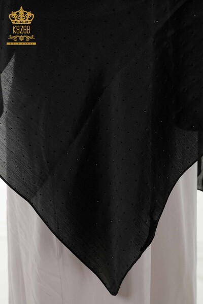 Женский платок оптом - Вышитый камнем - Черный - 551 | КАZEE - Thumbnail