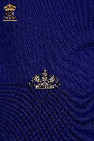 Женский вязаный свитер оптом с пуговицами на манжетах, электрический цвет - 30506 | КАZEE - Thumbnail