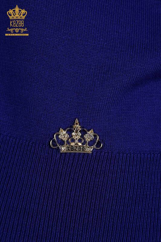 Женский вязаный свитер оптом с пуговицами на манжетах, электрический цвет - 30506 | КАZEE