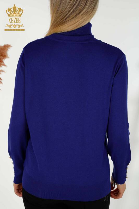 Женский вязаный свитер оптом с пуговицами на манжетах, электрический цвет - 30506 | КАZEE
