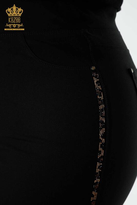 женская юбка оптом с леопардовой полосой, вышитая черным камнем - 4209 | КАZEE