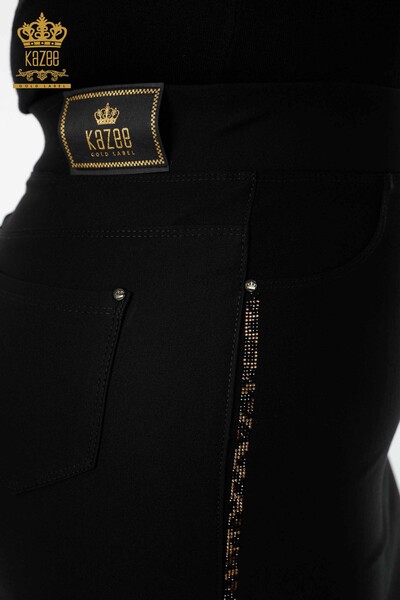 женская юбка оптом с леопардовой полосой, вышитая черным камнем - 4209 | КАZEE - Thumbnail
